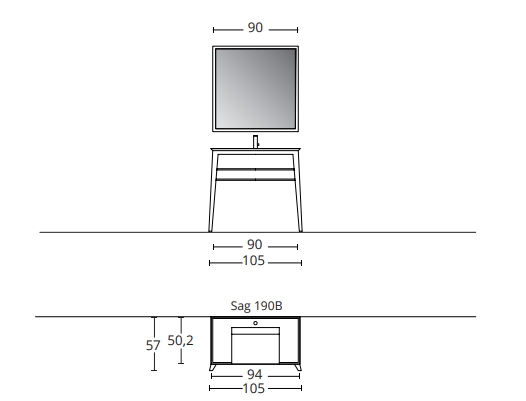 Комплект мебели BMT IKON  IK-09   1050х2000х502 мм с консолью, раковиной, полками и зеркалом, цвет Termocotto Walnut