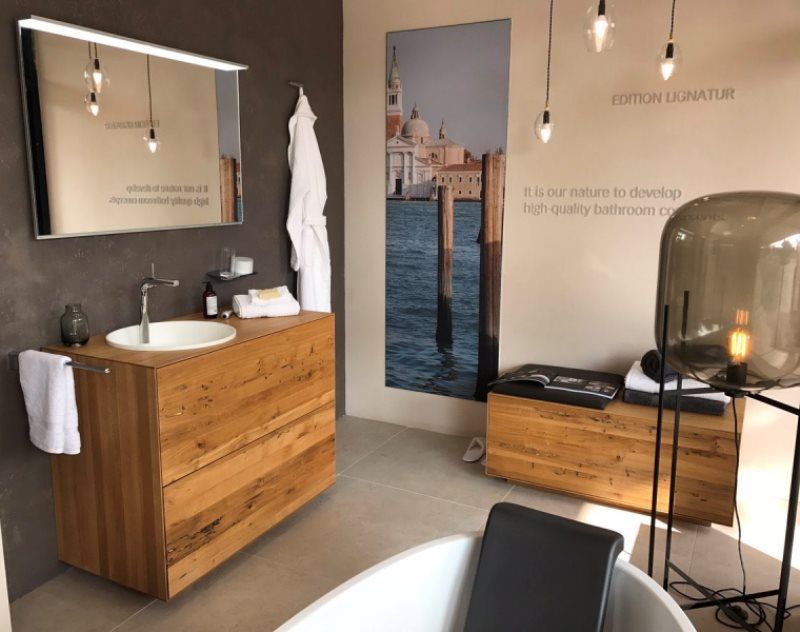 Тумба под умывальник Keuco Edition Lignatur 33341 750112 1050х650х535 мм отверстие слева 2 ящика фасад из венецианского дуба корпус дуб