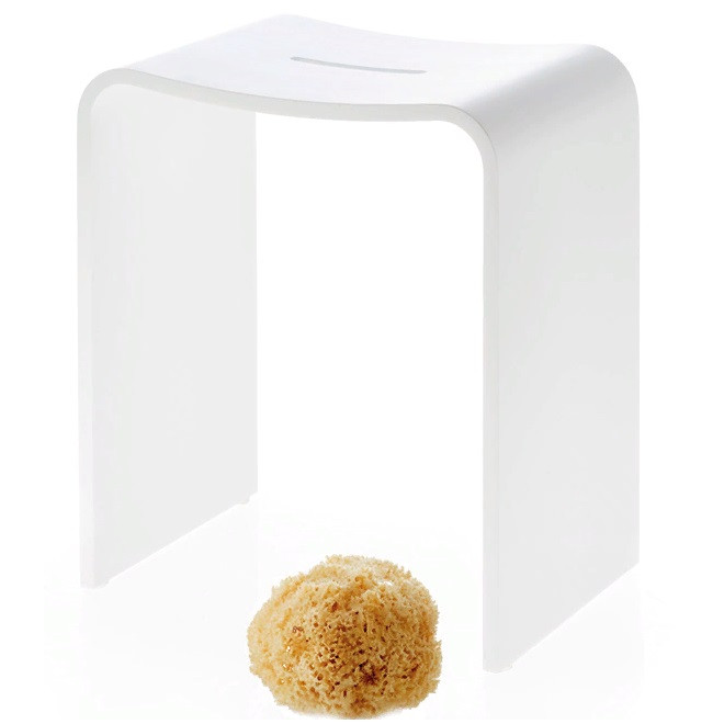 Табурет для душевой 46x40x28 см, DECOR WALTHER (STONE STOOL) 0974750   из композита Solid Surface, цвет белый матовый
