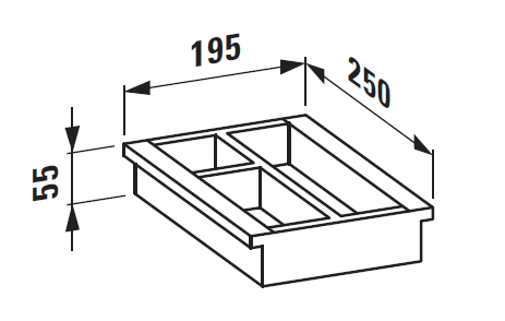 Органайзер  внутренний малый  для мебели  Laufen  Boutique  4.0920.0.150.250.1, 195х250х55 мм  массив дерева, светлый дуб