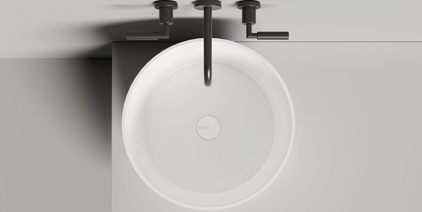 Раковина накладная округлая SALINI ARMONIA 04 130118M 460х460х450мм, S-Stone, без донного клапана, цвет Белый матовый