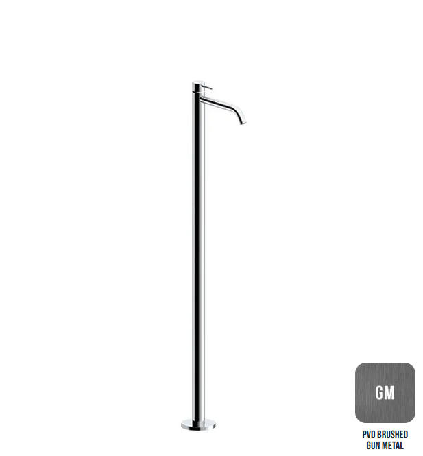 Однорычажный напольный смеситель для раковины ALMAR WASH BASIN E214007.GM излив 222 мм, цвет Gun Metal