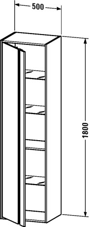 Шкаф высокий Duravit Ketho 1265 L 43 левый, с четырмя полками, базальт матовый