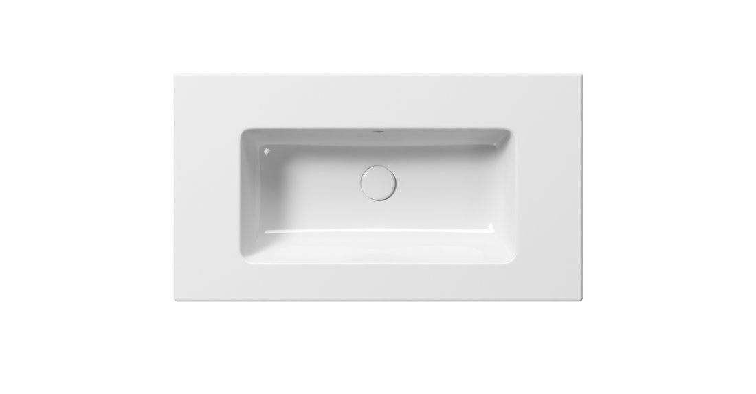 Раковина накладная/подвесная GSI PURA 8885011 820 мм х 460 мм, без отверстия под смеситель, с переливом, цвет Белый глянцевый