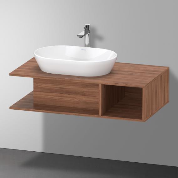 Тумба подвесная под раковину слева DURAVIT D-Neo DE492907979 1000 мм х 550 мм, с открытой боковой полкой справа и консолью, орех натуральный