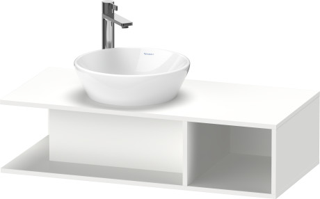 Тумба подвесная под раковину слева DURAVIT D-Neo DE491901818 1000 мм х 480 мм, с открытой боковой полкой справа и консолью, белый матовый