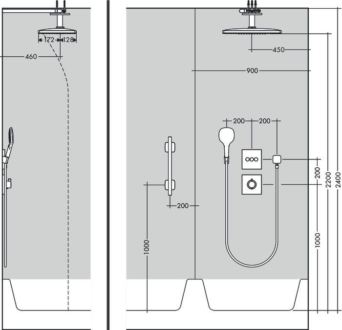Верхний душ с потолочным держателем Hansgrohe Raindance Rainmaker Select 460 2jet 24004600 Хром/Чёрный