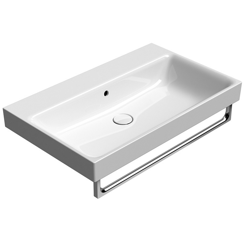 Раковина накладная/подвесная GSI NUBES 9622011 800 мм х 500 мм, без отверстия под смеситель, с переливом, белая глянцевая