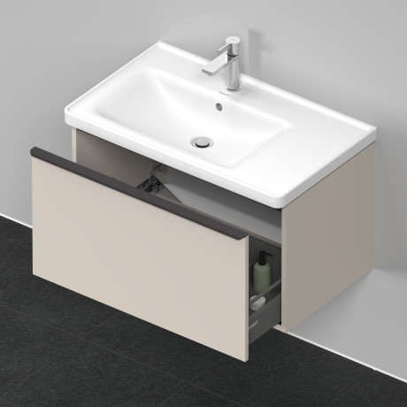 Тумба подвесная под раковину DURAVIT D-Neo DE425509191 784 мм х 452 мм, с одним выдвижным ящиком, серо-коричневый матовый