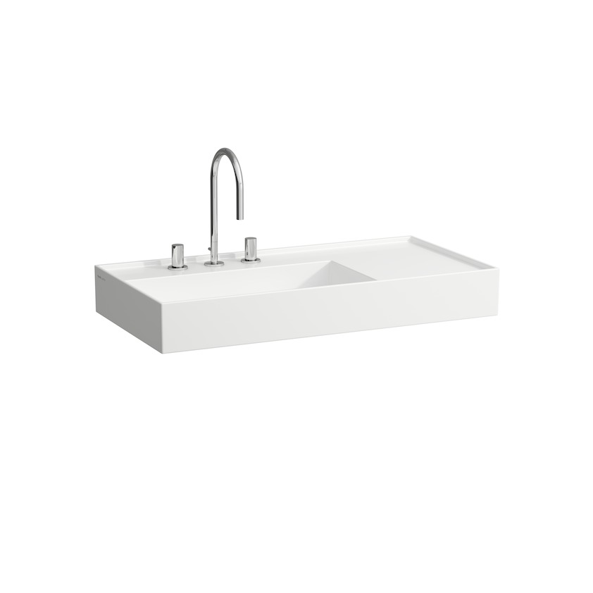 Раковина столешница Laufen  Kartell by Laufen 8.1033.8.000.815.1  90 см, полочка справа, 2 отверстия под смеситель, без перелива