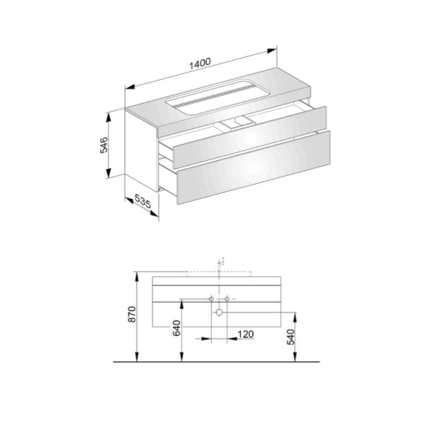 Тумба подвесная под раковину KEUCO EDITION 11 31583 390000 с отверстием под смеситель, с двумя выдвижными фронтами, корпус/фасад структурный лак, антрацит