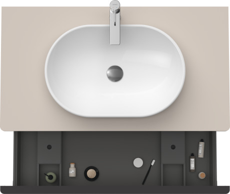 Тумба подвесная под раковину DURAVIT D-Neo DE494809191 1000 мм х 550 мм, с 1 выдвижным ящиком и консолью, серо-коричневый матовый