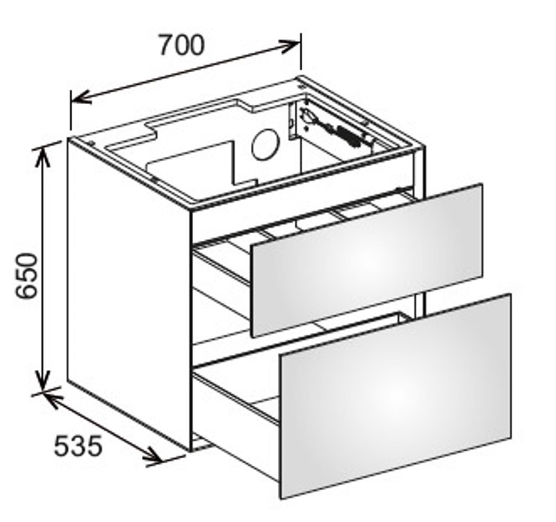 Тумба под раковину Keuco Edition Lignatur 33340 700012 700x650x535 мм фасад дуб, корпус дуб