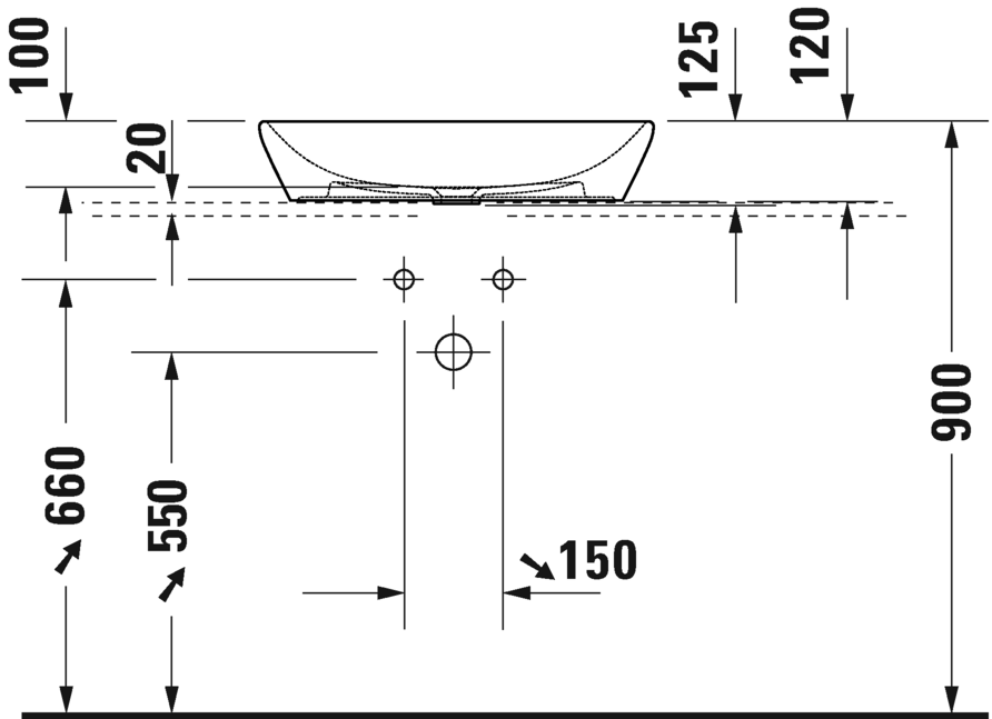 Раковина накладная Duravit D-Neo 2372600070 600 мм х 440 мм, без перелива, без отверстия под смеситель, белая