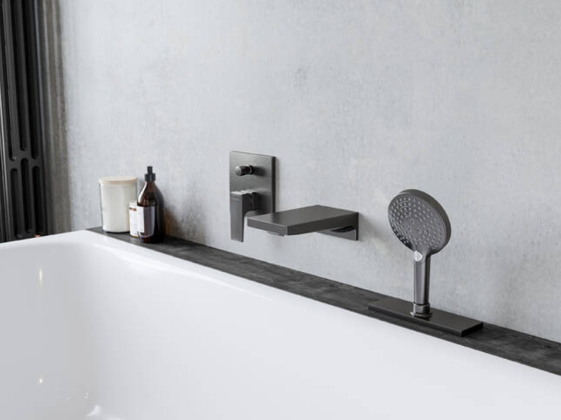 Внешняя часть смесителя HANSGROHE sBox Square 28010340 с прямоугольной розеткой, Шлифованный чёрный хром