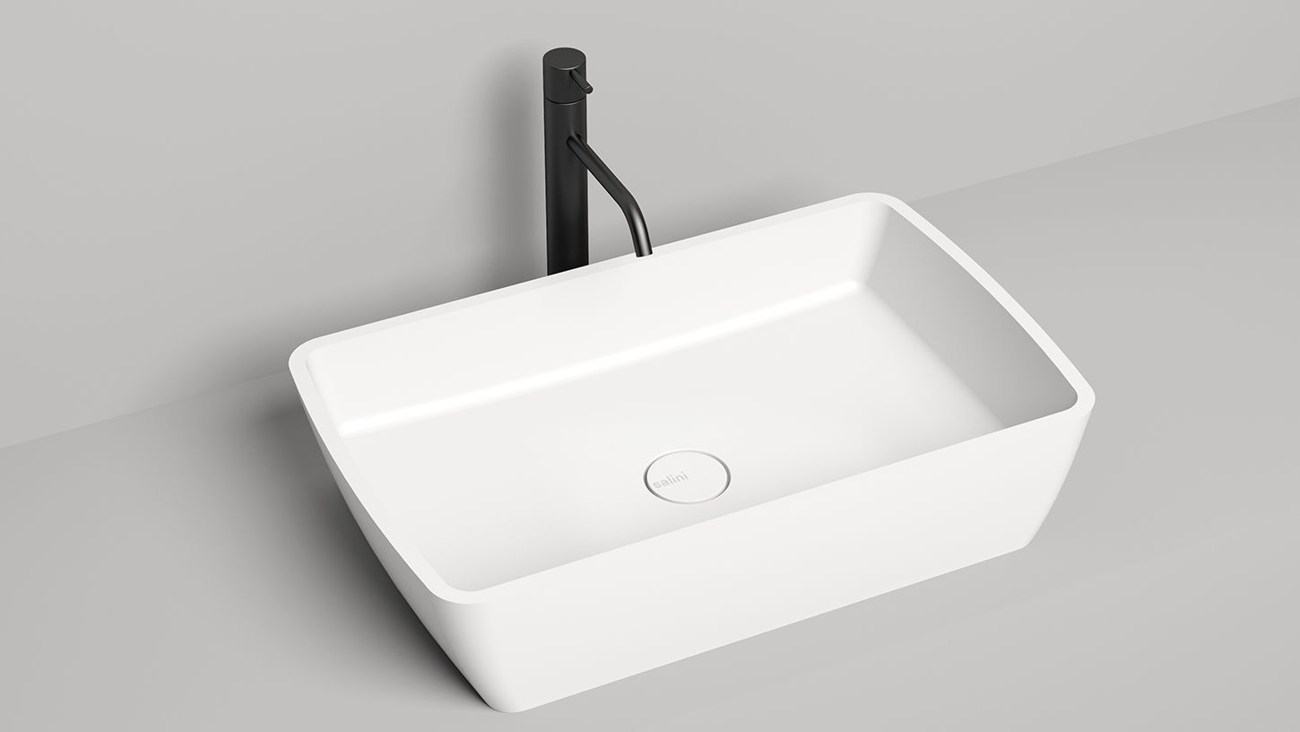 Раковина накладная прямоугольная SALINI GLORIA 11 1102212M 650х400х145мм, S-Stone, без донного клапана, цвет Белый матовый