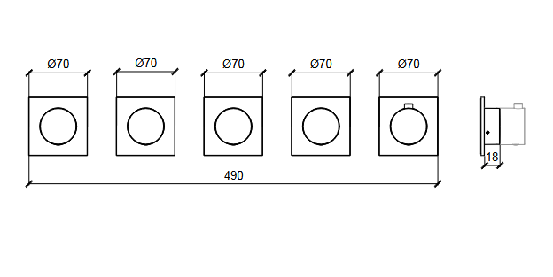 Внешняя часть термостата с квадратными отражателями ALMAR MODULAR PUSH E180490.CO на 4 потребителя, цвет Copper