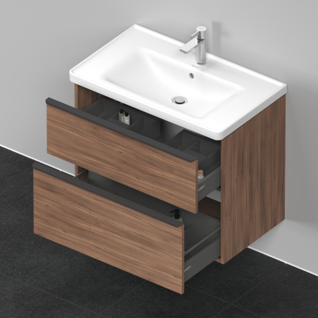 Тумба подвесная под раковину DURAVIT D-Neo DE435507979 784 мм х 452 мм, с выдвижным ящиком и выдвижным отделением, орех натуральный