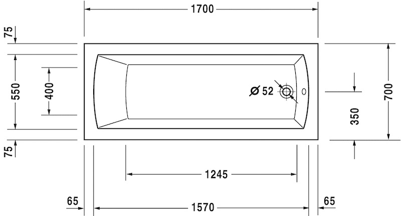 Акриловая встраиваемая ванна Duravit Daro 700141000000000 1700 х 700