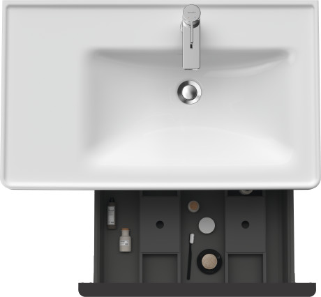 Тумба подвесная под раковину DURAVIT D-Neo DE425700707 784 мм х 452 мм, с выдвижным ящиком и открытой боковой полкой, бетонно-серый матовый