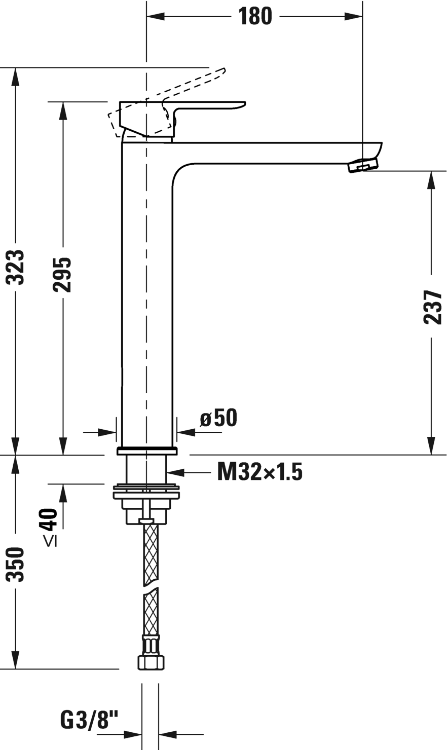 Однорычажный смеситель для раковины Duravit А.1  A11040002010, хром