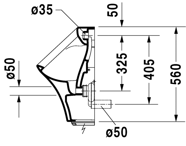 Писсуар подвесной электронный Duravit DuraStyle 2804310093 с питанием от сети, без "мушки", с креплением, белый