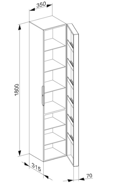 Высокий шкаф-пенал Keuco Edition 300  30310 212102 корпус белый альпийский глянцевый, фасад белый альпийский глянцевый