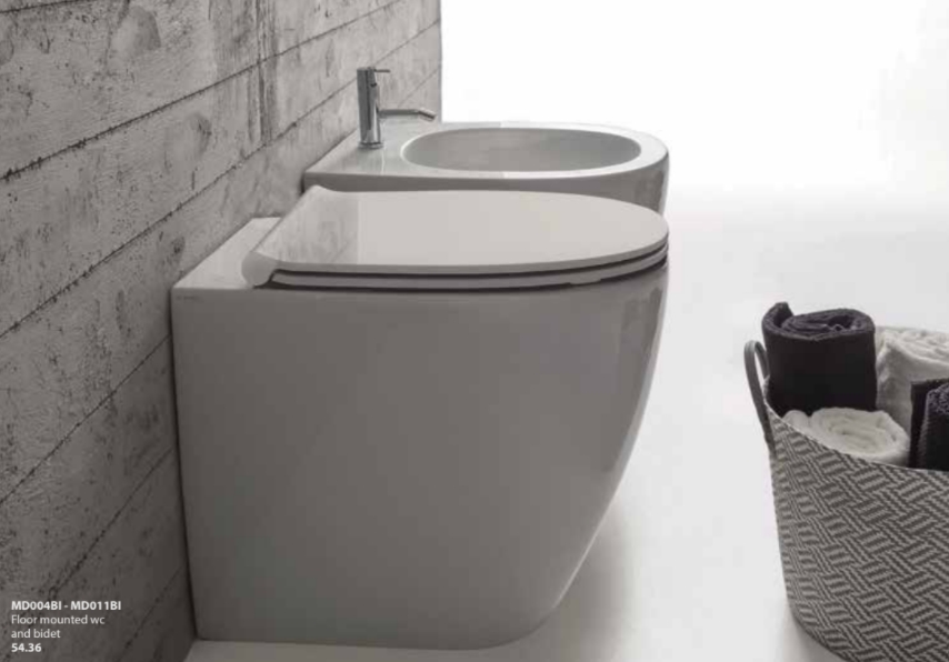 Унитаз приставной безободковый GLOBO 4ALL MD004BI 360 мм х 540 мм, с креплением, c выпуском Vario, белый глянцевый