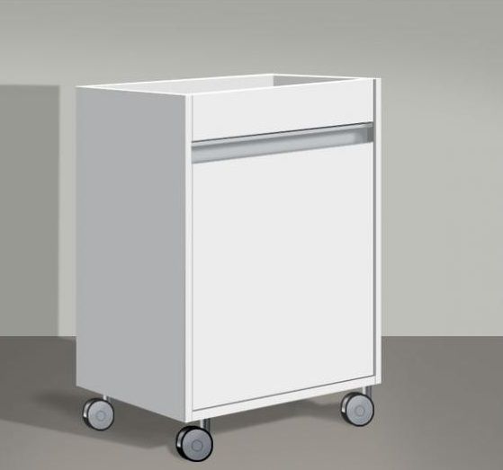 Тумба мобильная Duravit Ketho KT2530L1818 левая, с полками, с колёсиками, белая матовая