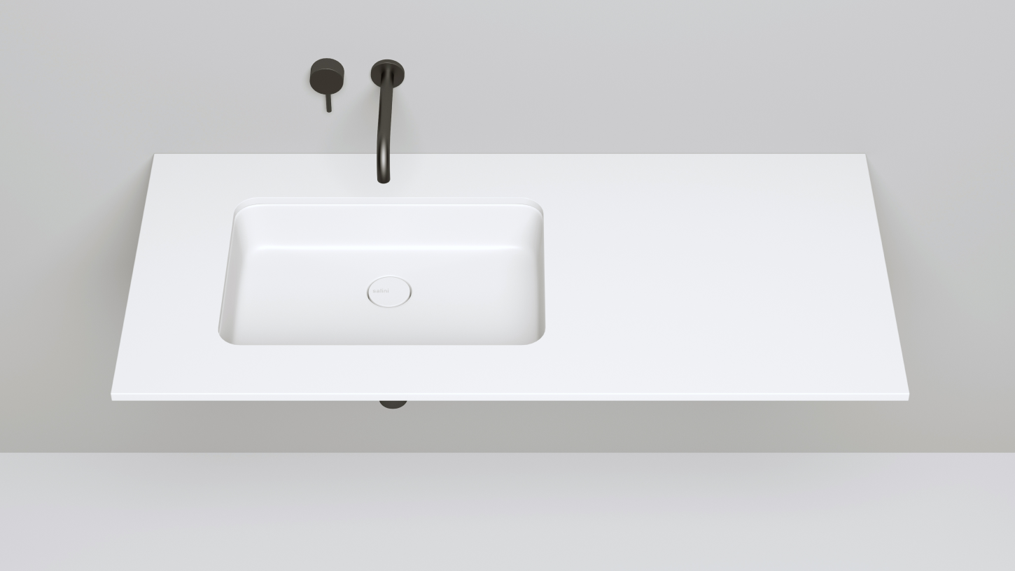 Раковина встраиваемая прямоугольная SALINI MAREA 09 1802209M 545х380х126мм, S-Stone, без донного клапана, цвет Белый матовый
