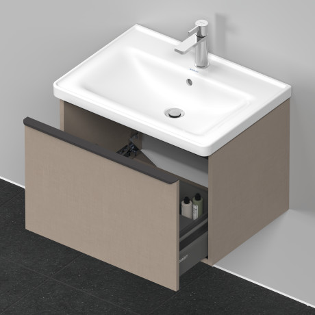 Тумба подвесная под раковину DURAVIT D-Neo DE425407575 634 мм х 452 мм, с одним выдвижным ящиком, лён