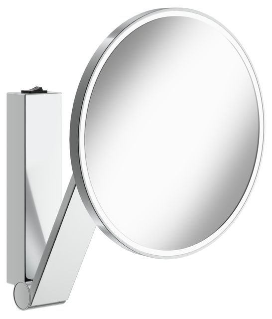 Зеркало косметическое круглое с подсветкой с увеличением x 5 KEUCO iLook_move 17612 139004 со встроенным рычажным выключателем, цвет Хром черный шлифованный