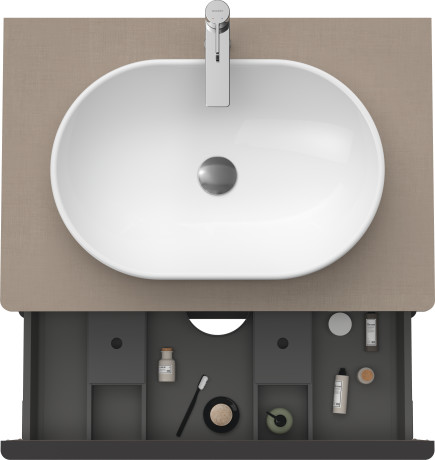 Тумба подвесная под раковину DURAVIT D-Neo DE496707575 800 мм х 550 мм, с консолью, с двумя выдвижными ящиками, лён