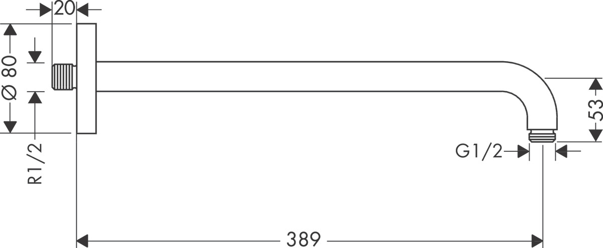 Держатель верхнего душа Hansgrohe 27413000 хром