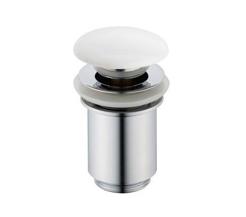 Донный клапан с функцией Push open, с керамической крышкой, белый, (для раковин с отверстием перелива)