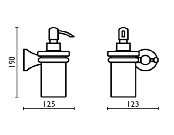 Держатель для дозатора из латуни подвесной BOSSINI Classic Line V50309.030 с керамическим дозатором, цвет Хром/Белый