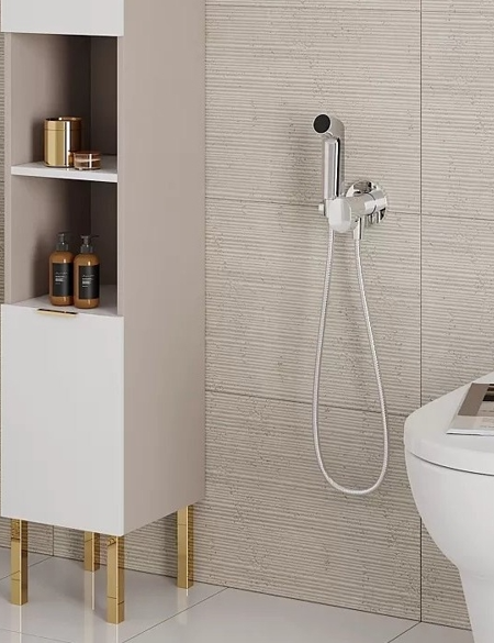 Гигиенический комплект HANSGROHE Bidette S 1 jet 29232990 со шлангом и держателем, цвет Полированное золото