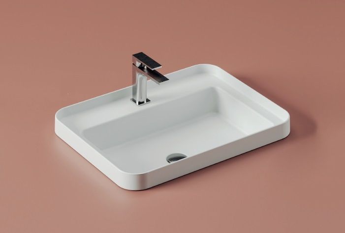 Раковина прямоугольная накладная/встраиваемая ARTCERAM FUORI SCALA TFL034 01 00  600х450 мм, с 1 отверстием под смеситель, без перелива, белая глянцевая