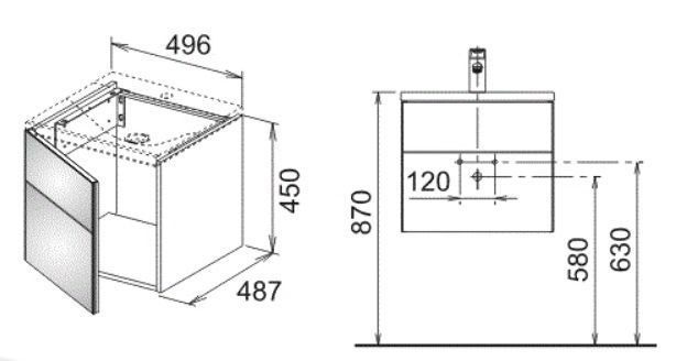 Тумба под умывальник Keuco Royal Reflex  34040 570001 корпус матовый лак/фасад стекло черный