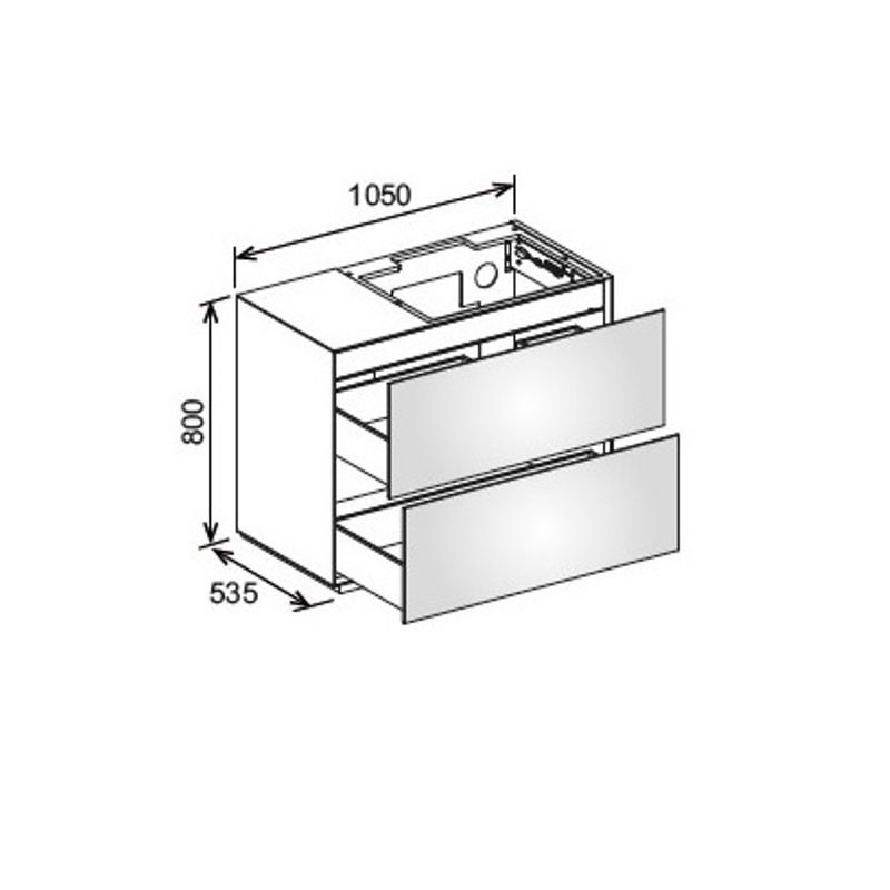 Напольная тумба под умывальник Keuco Edition Lignatur 33341 750213 1050х 800х535 мм отверстие справа 2 ящика фасад из венецианского дуба корпус дуб