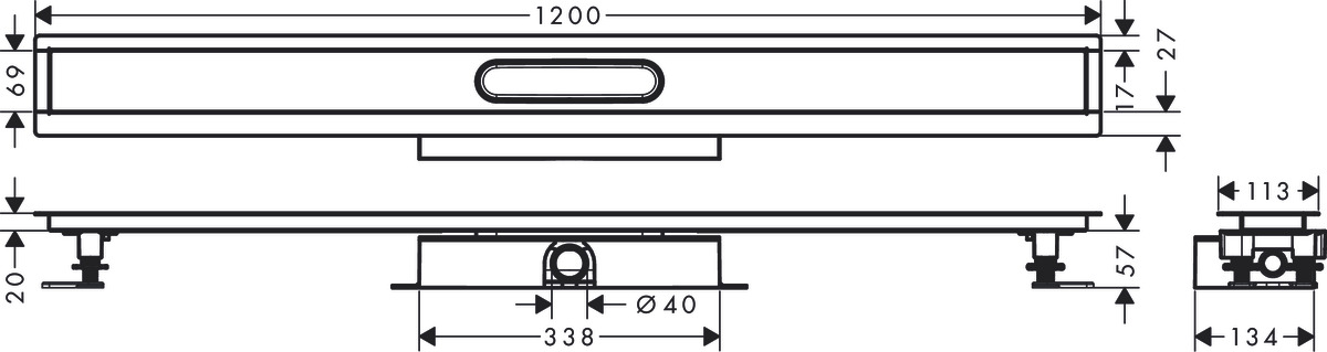 Универсальный полный монтажный набор HANSGROHE RainDrain 56021180 uBox Universal 1200 мм, для установки заподлицо линейного слива