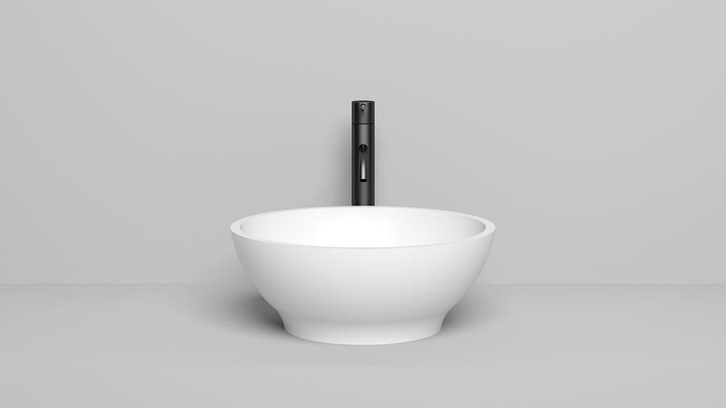 Раковина накладная круглая SALINI GLORIA 03 1102203M 415х415х150мм, S-Stone, без донного клапана, цвет Белый матовый