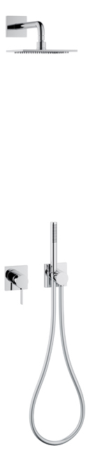Душевой комплект KEUCO IXMO 59603 010002 смеситель, переключатель, держатель, шланг, квадратный верхний душ, ручной душ, цвет Хром