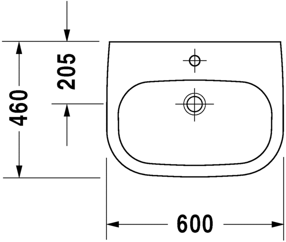 Раковина медицинская подвесная Duravit D-Code 23116000702 без отверстий под смеситель, без перелива, белая