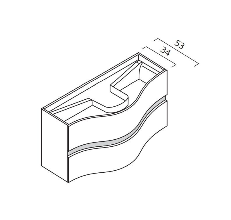 Тумба подвесная BMT MOON 932 106 OEF 010 50   1200х486х530 мм, с 2 выдвижными ящиками, белый глянцевый
