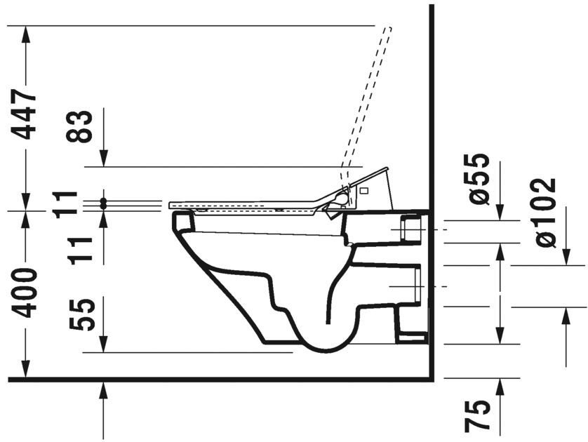 Унитаз подвесной Duravit DuraStyle 25375900001 с вертикальным смывом, для SensoWash, c покрытием WonderGliss, белый