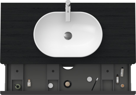 Тумба подвесная под раковину DURAVIT D-Neo DE496901616 1200 мм х 550 мм, с 2 выдвижными ящиками и консолью, чёрный дуб