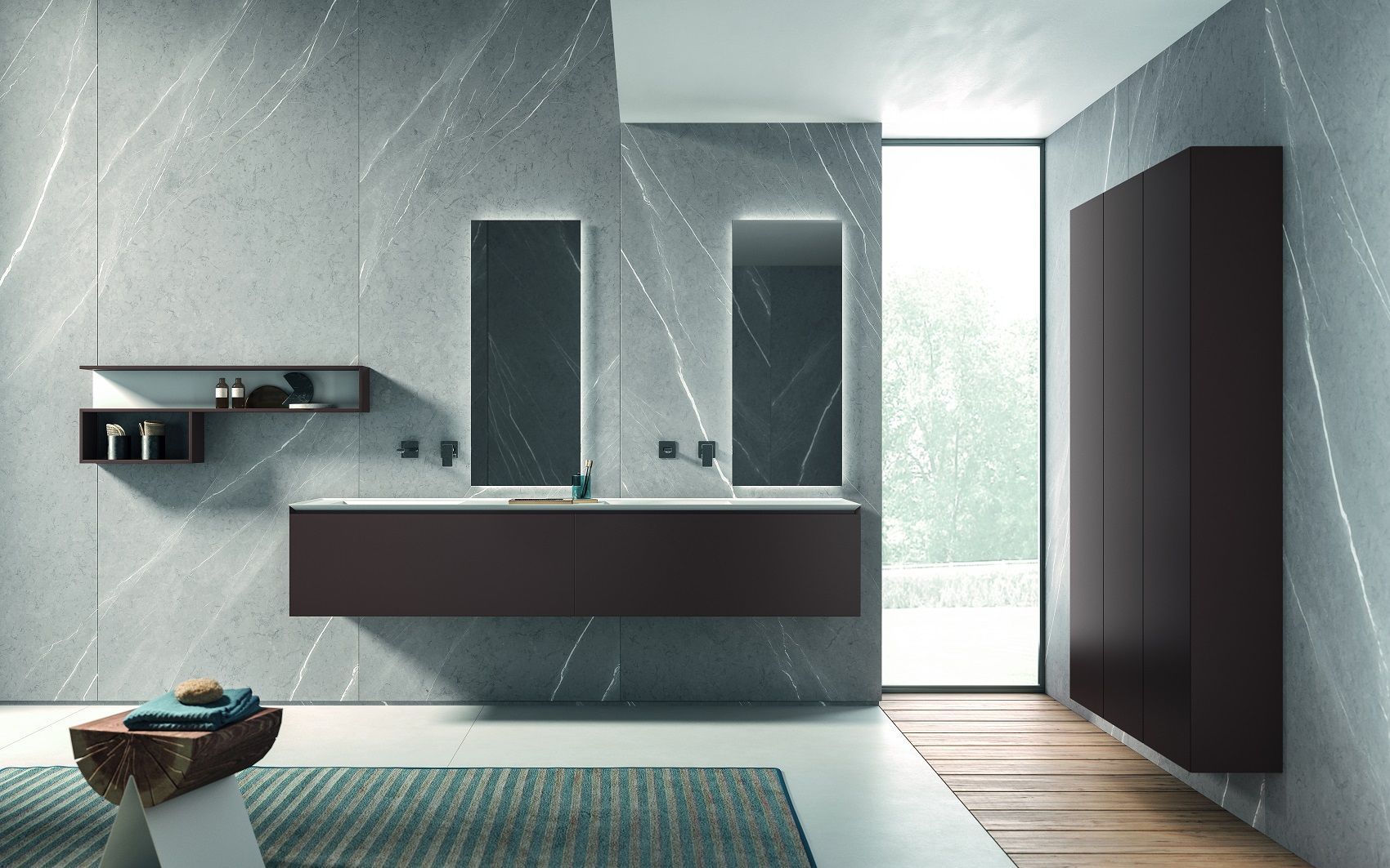 Комплект из трёх шкафов - пеналов BMT IKON IK-02.1   1050х1705х342 мм, цвет Marrone Terra Opaco