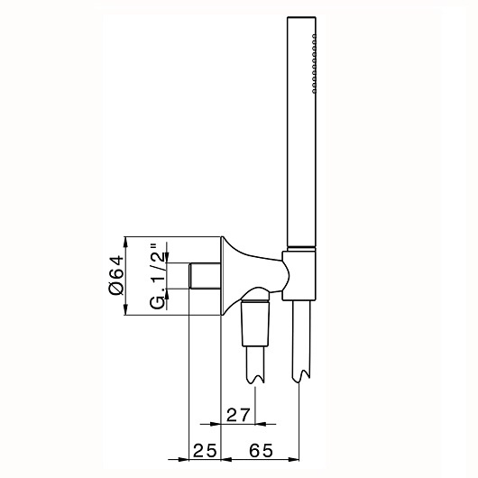 Ручной душ CISAL Vita VI00303340 c держателем и шлангом, цвет Чёрный матовый