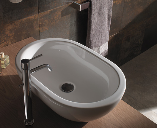 Раковина накладная GLOBO FORTY3 SC012BI 600 мм х 400 мм х 180 мм, без плоскости под смеситель, без перелива, цвет белый глянцевый